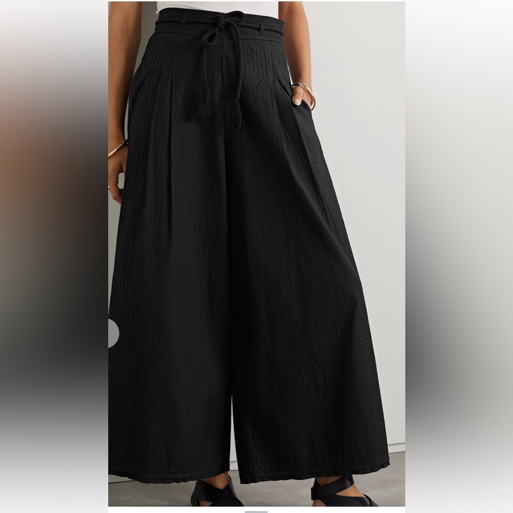 Ulla Johnson Eloisa Pintucked Cotton Poplin Wide Leg Pants Size 4 - Picture 1 of 13